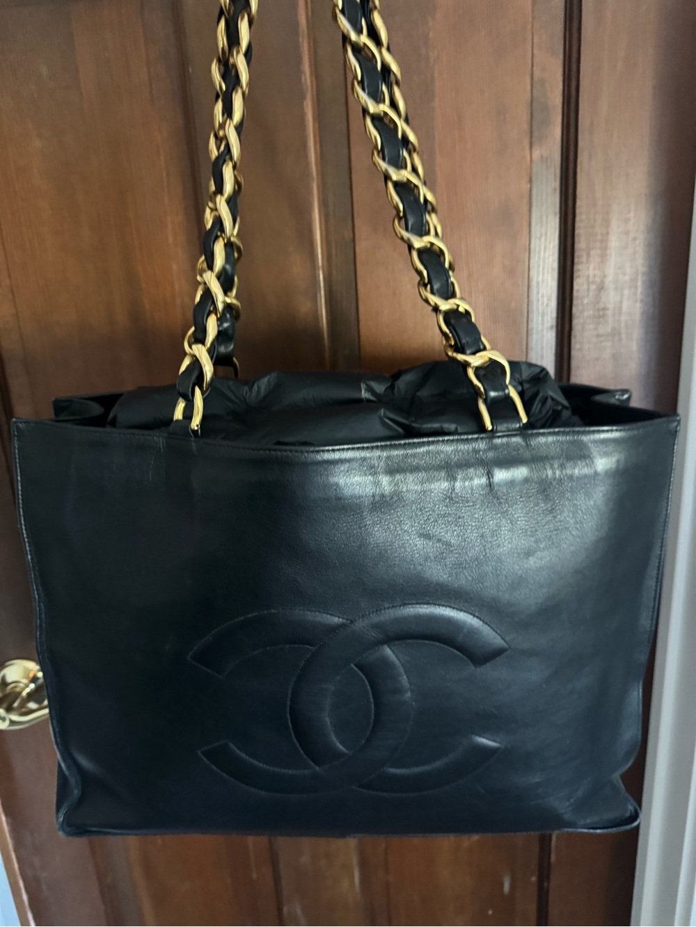 Authentic CHANEL Jumbo xl Shopping Tote Timeless Classic CC Black Lambskin